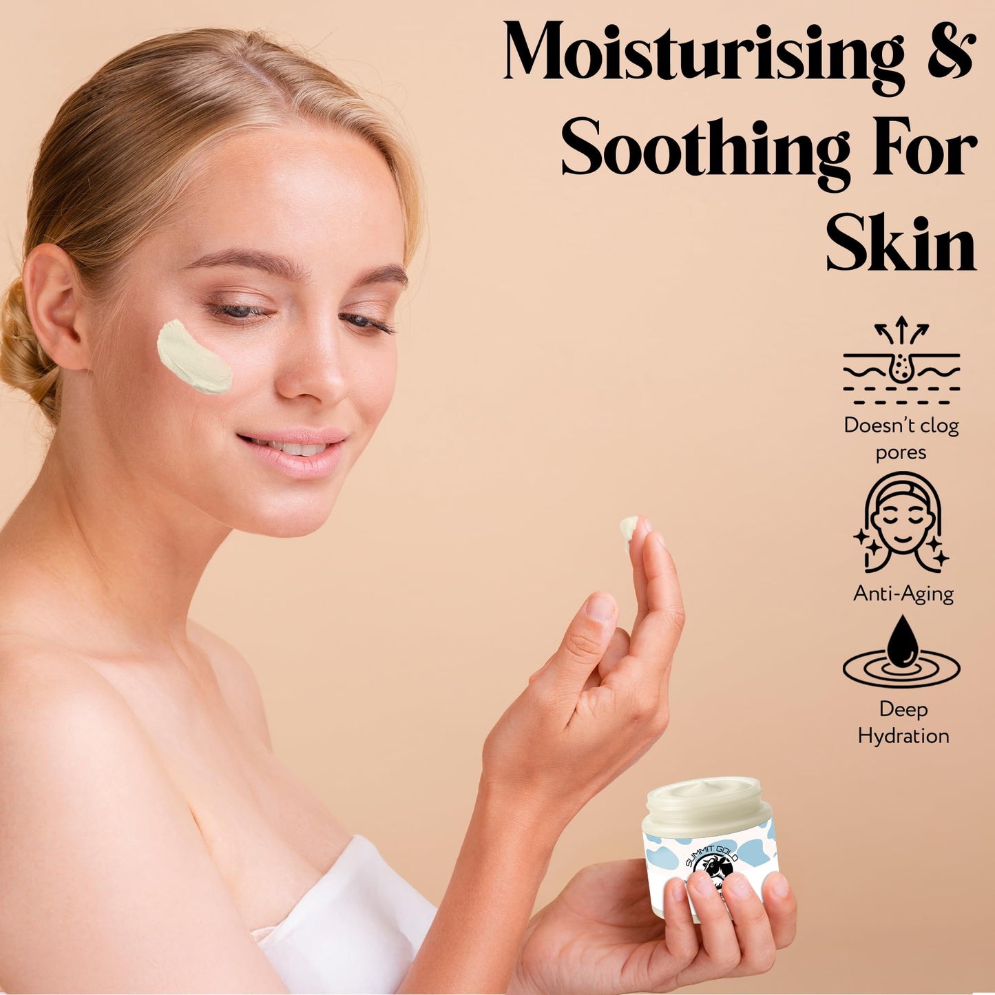 Grass-Fed Beef Tallow Balm Face Cream & Moisturiser with Jojoba Oil, Honey & Beeswax