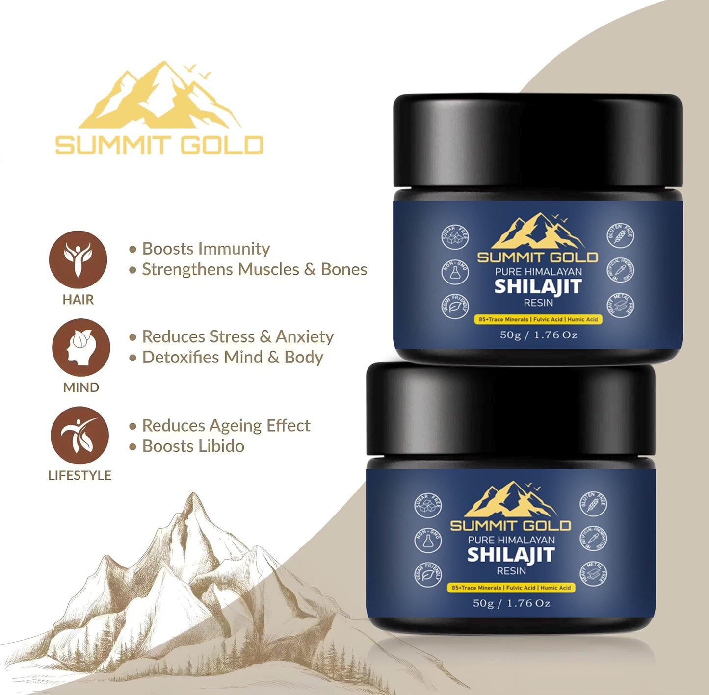 Shilajit Resin Natural Himalayan Supplement with Metal Spoon