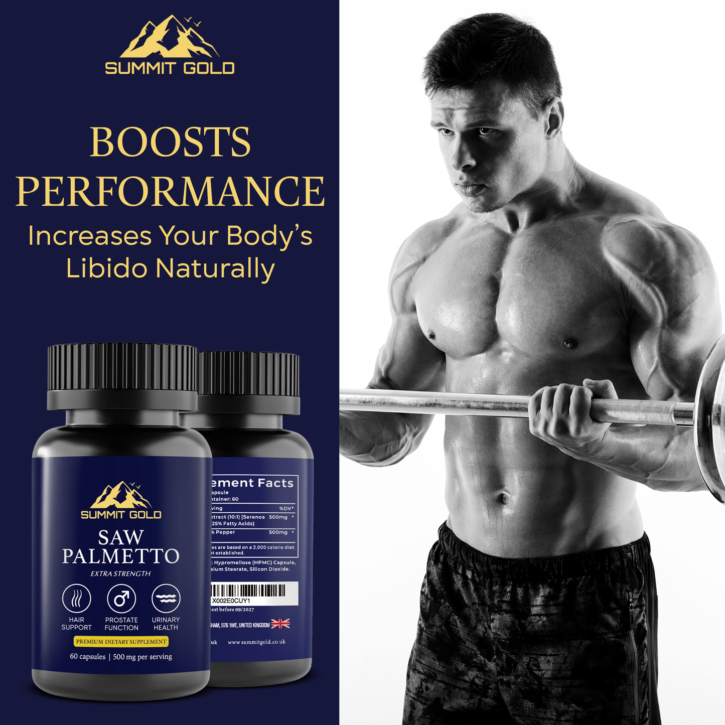 Saw Extract | Extra Strength Serving | 10:1 Ratio Extract 500mg Fast Absorption 60 Capsules | for Male Health, Performance, Natural, Hair