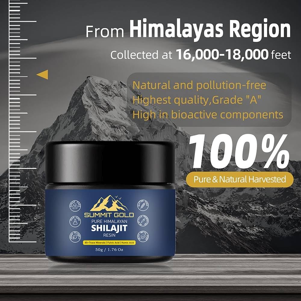 Shilajit Resin Natural Himalayan Supplement with Metal Spoon
