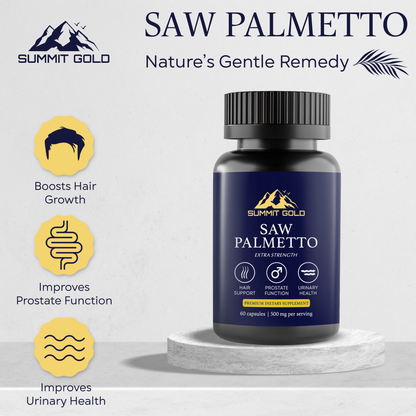 Saw Extract | Extra Strength Serving | 10:1 Ratio Extract 500mg Fast Absorption 60 Capsules | for Male Health, Performance, Natural, Hair